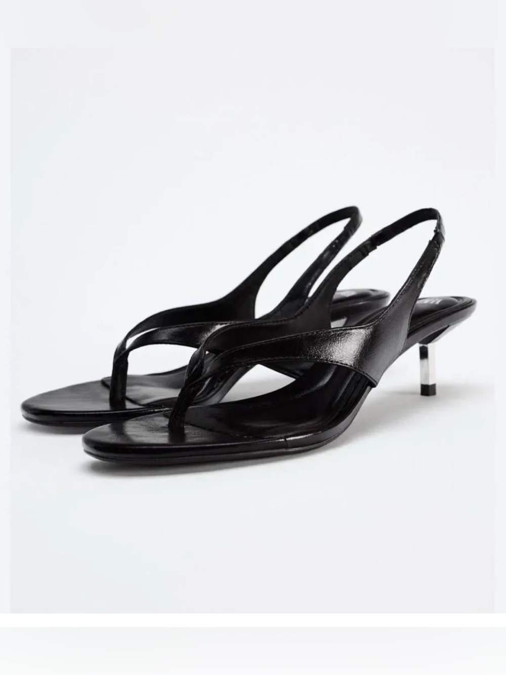 Zara Dark Brown Slingback Thong Kitten Heels 40